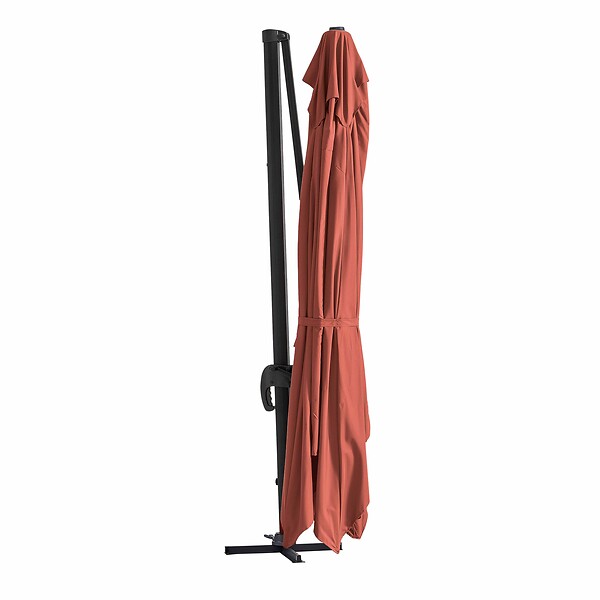 OVIALA - Parasol déporté 4x3 m inclinable + 4 dalles à lester terracotta - Caserta - large
