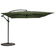 OVIALA - Parasol déporté 3 x 3 m carré et 4 dalles lestées vert cactus - Genova - vignette