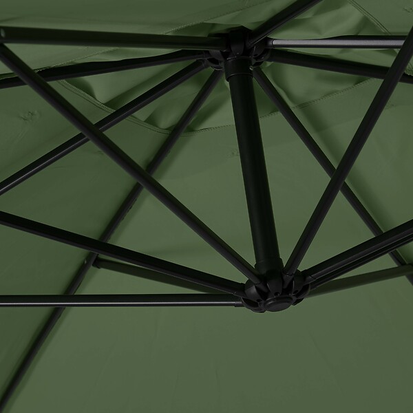 OVIALA - Parasol déporté 3 x 3 m carré et 4 dalles lestées vert cactus - Genova - large