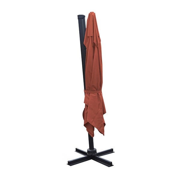 OVIALA - Parasol déporté inclinable et rotatif 3 x 3m en aluminium terracotta - Malaga - large