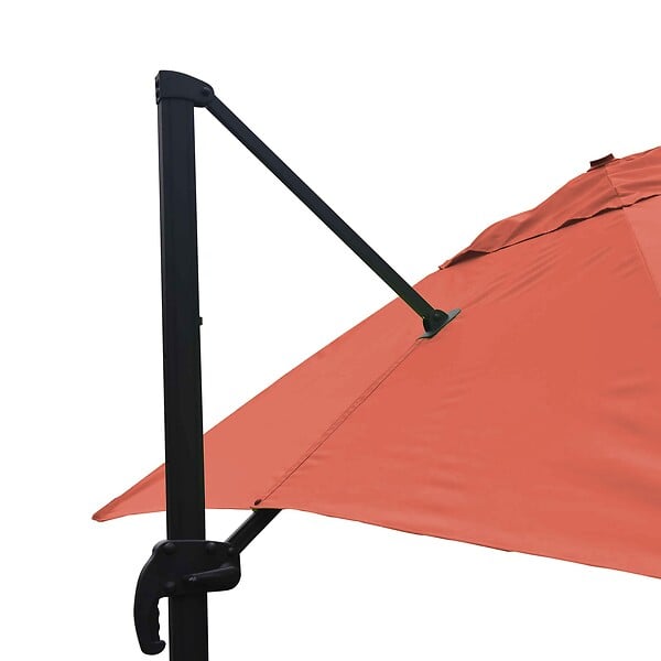 OVIALA - Parasol déporté inclinable et rotatif 3 x 3m en aluminium terracotta - Malaga - large