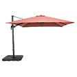 OVIALA - Parasol déporté rotatif 3x3m et 4 dalles à remplir alu terracotta - Malaga - vignette