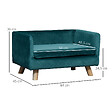 PAWHUT - Canapé chien lit pour chien design scandinave coussin moelleux pieds bois massif dim. 64 x 45 x 36 cm velours bleu canard - vignette