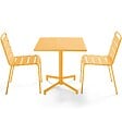 OVIALA - Ensemble table 70 cm et 2 chaises de jardin en métal jaune - Palavas - vignette