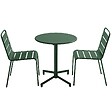 OVIALA - Ensemble table de jardin et 2 chaises en métal vert forêt - Palavas - vignette