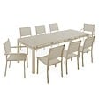 OVIALA - Ensemble table de jardin extensible et 8 assises en aluminium crème - Galilée - vignette