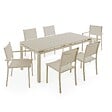 OVIALA - Ensemble table de jardin extensible et 8 assises en aluminium crème - Galilée - vignette