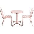 OVIALA - Ensemble table de jardin et 2 chaises en métal rose poudré - Palavas - vignette