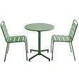 OVIALA - Ensemble table de jardin et 2 chaises en métal vert cactus - Palavas - vignette