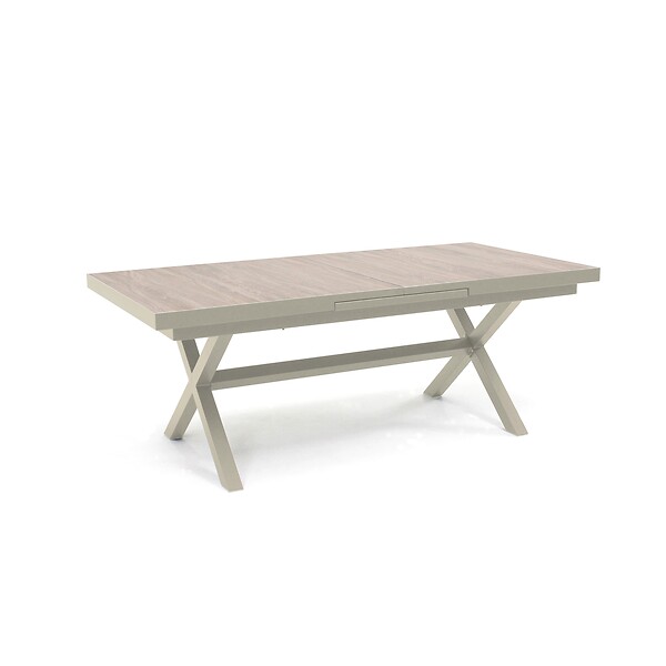 OVIALA - Table extensible en aluminium et céramique 10 places crème - Tivoli - large