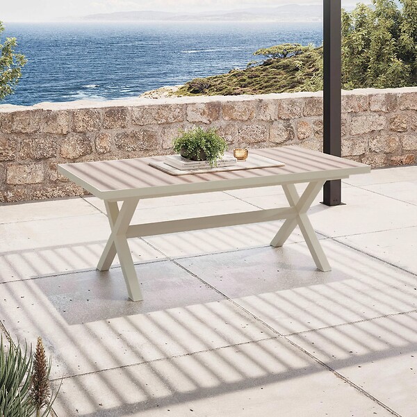 OVIALA - Table extensible en aluminium et céramique 10 places crème - Tivoli - large