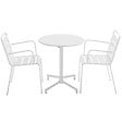OVIALA - Ensemble table de jardin et 2 fauteuils en métal blanc - Palavas - vignette