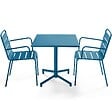 OVIALA - Ensemble table 70 cm et 2 fauteuils de jardin en métal bleu pacific - Palavas - vignette