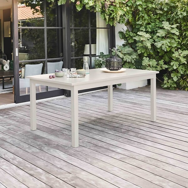 OVIALA - Table de jardin extensible en aluminium 8 à 10 places crème - Butterfly - large