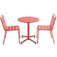 OVIALA - Ensemble table de jardin et 2 chaises en métal rouge - Palavas - vignette