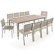OVIALA - Table de jardin céramique effet bois 206 cm et 10 chaises crème - Tivoli - vignette