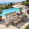 OVIALA - Table de jardin céramique effet bois 206 cm et 10 chaises crème - Tivoli - vignette