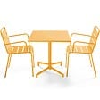 OVIALA - Ensemble table 70 cm et 2 fauteuils de jardin en métal jaune - Palavas - vignette