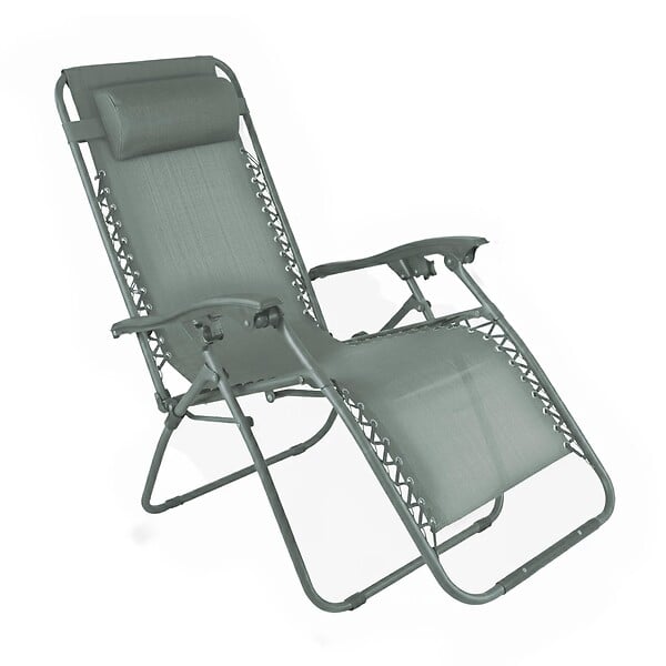 OVIALA - Lot de 2 fauteuils lounge inclinable en acier vert de gris - Monaco - large