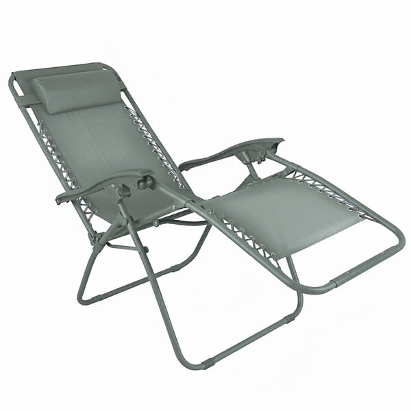 OVIALA - Lot de 2 fauteuils lounge inclinable en acier vert de gris - Monaco - large
