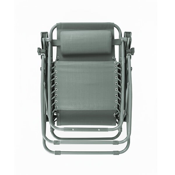 OVIALA - Lot de 2 fauteuils lounge inclinable en acier vert de gris - Monaco - large