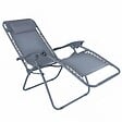 OVIALA - Fauteuil relax de jardin en acier et textilène inclinable bleu foncé - Monaco - vignette