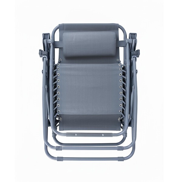 OVIALA - Fauteuil relax de jardin en acier et textilène inclinable bleu foncé - Monaco - large