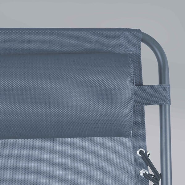OVIALA - Fauteuil relax de jardin en acier et textilène inclinable bleu foncé - Monaco - large