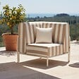 OVIALA - Fauteuil d'angle rayé pour salon de jardin modulable tissu beige - Patio - vignette