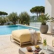 OVIALA - Pouf pour salon de jardin modulable avec structure jaune clair  - Mixi - vignette