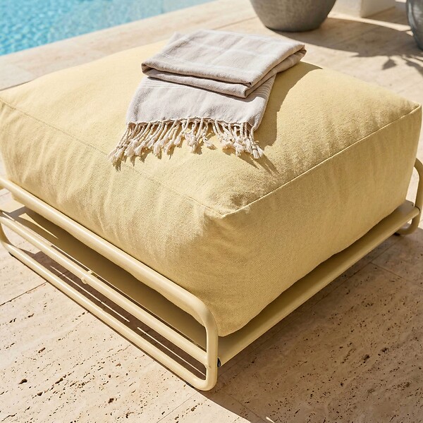 OVIALA - Pouf pour salon de jardin modulable avec structure jaune clair  - Mixi - large