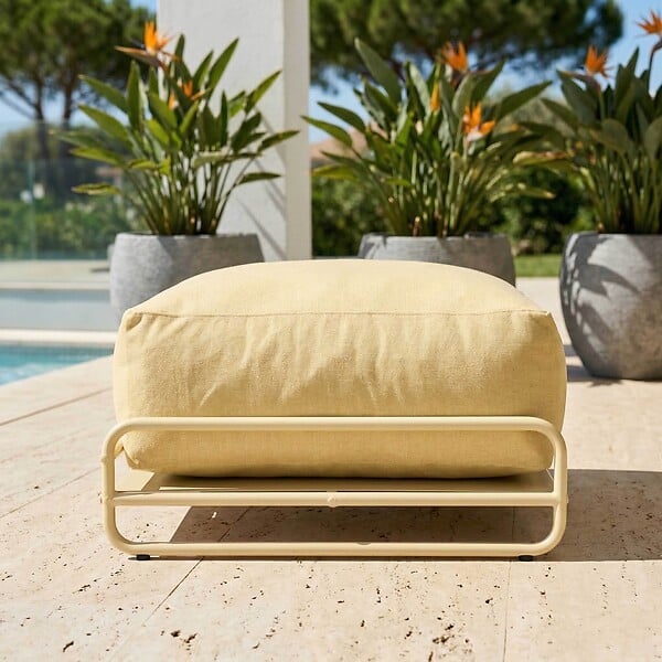 OVIALA - Pouf pour salon de jardin modulable avec structure jaune clair  - Mixi - large