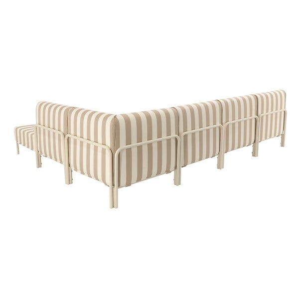 OVIALA - Salon de jardin bas modulable rayé 6 places beige - Patio - large