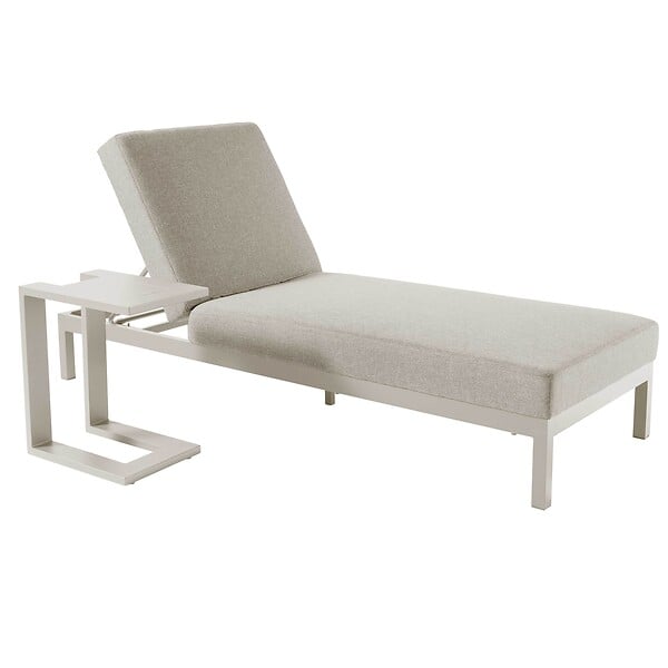 OVIALA - Tablette pour bain de soleil en aluminium crème - Galapagos - large