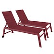 OVIALA - Lot de 2 bains de soleil en aluminium et textilène pourpre - Nouméa - vignette