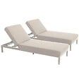 OVIALA - Lot de 2 bains de soleil inclinable en aluminium crème - Galapagos - vignette
