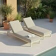 OVIALA - Lot de 2 bains de soleil inclinable en aluminium crème - Galapagos - vignette