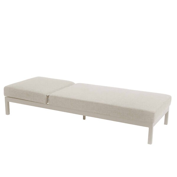 OVIALA - Lot de 2 bains de soleil inclinable en aluminium crème - Galapagos - large