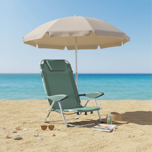 OVIALA - Fauteuil clic clac des plages en polyester vert amande - Clic Clac des plages - large