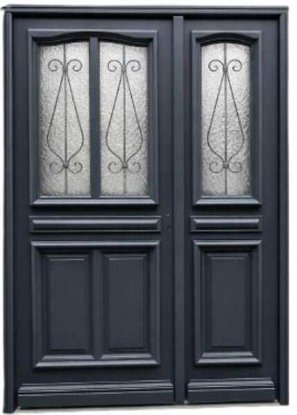 GD MENUISERIES - Porte d'entrée Bois Tiercée Mathilde Gris Anthr, H215xL140 cm Côte Tableau p, Gauche (Poignee, Barillet ref 010403RFP) - large