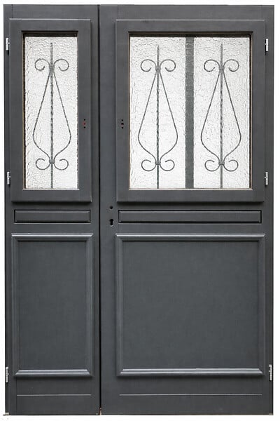 GD MENUISERIES - Porte d'entrée Bois Tiercée Mathilde Gris Anthr, H215xL140 cm Côte Tableau p, Gauche (Poignee, Barillet ref 010403RFP) - large