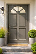 GD MENUISERIES - Porte d'entrée Bois Vitrée Fiacre Gris Quartz, H215 x L90 cm Côte Tableau, p.Droit (Poignee, Barillet ref 010403FP) - vignette