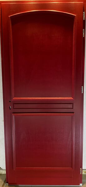 GD MENUISERIES - Porte d'entrée Bois Pleine Carene Rouge pourpre, H215 x L90 cm Côte Tableau, p.Droit (Poignée, Barillet ref N158RPL -IN158RCI) - large