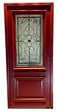 GD MENUISERIES - Porte d'entrée Bois Vitrée Canada Rouge pourpre, H215 x L90 cm Côte Tableau p.Gauche (Poignee, Barillet ref 010403RFP) - vignette