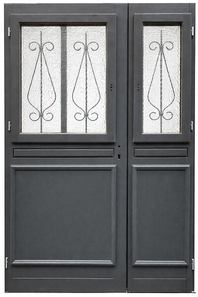 GD MENUISERIES - Porte d'entrée Bois Tiercée Mathilde Gris Anthr, H215xL140 cm Côte Tableau p.Droit, (Poignee, Barillet ref IN158RPL2 - IN303NEW) - large