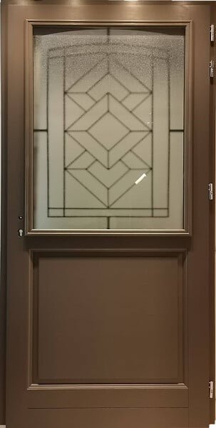 GD MENUISERIES - Porte d'entrée Bois Vitrée Elodie Gris Quartz, H215 x L90 cm Côte Tableau p. Gauche (Poignee, Barillet ref 010403FP) - large