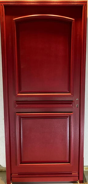 GD MENUISERIES - Porte d'entrée Bois Pleine Carene Rouge pourpre, H215 x L90 cm Côte Tableau p.Gauche, (Poignée, Barillet ref 010723NO) - large