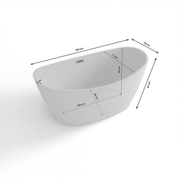 SPALINA - Baignoire Ilot Neroon 2.0 150 blanche 150 x75 x67 cm, by SPALINA - large