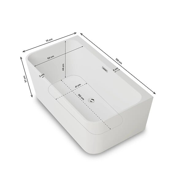 SPALINA - Baignoire Ilot Mint 150 blanche 150 x69 x57 cm, by SPALINA - large