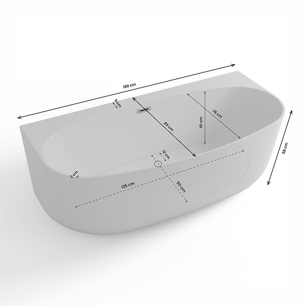 SPALINA - Baignoire Ilot Magic 180 blanche 180 x88 x58 cm, by SPALINA - large
